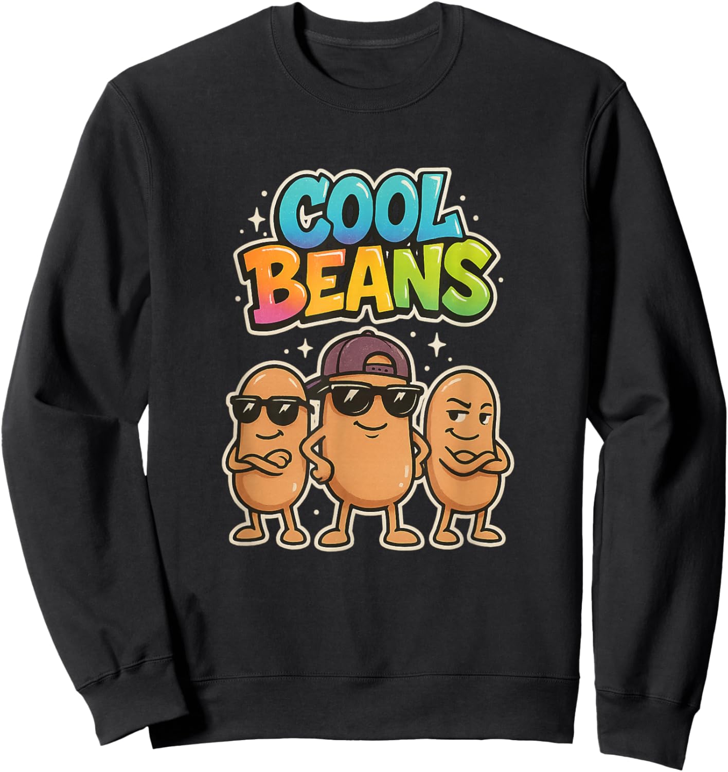 Cool Beans Funny Retro Cartoon Colorful Graphic Design Sweatshirt - Sweatshirt | Black