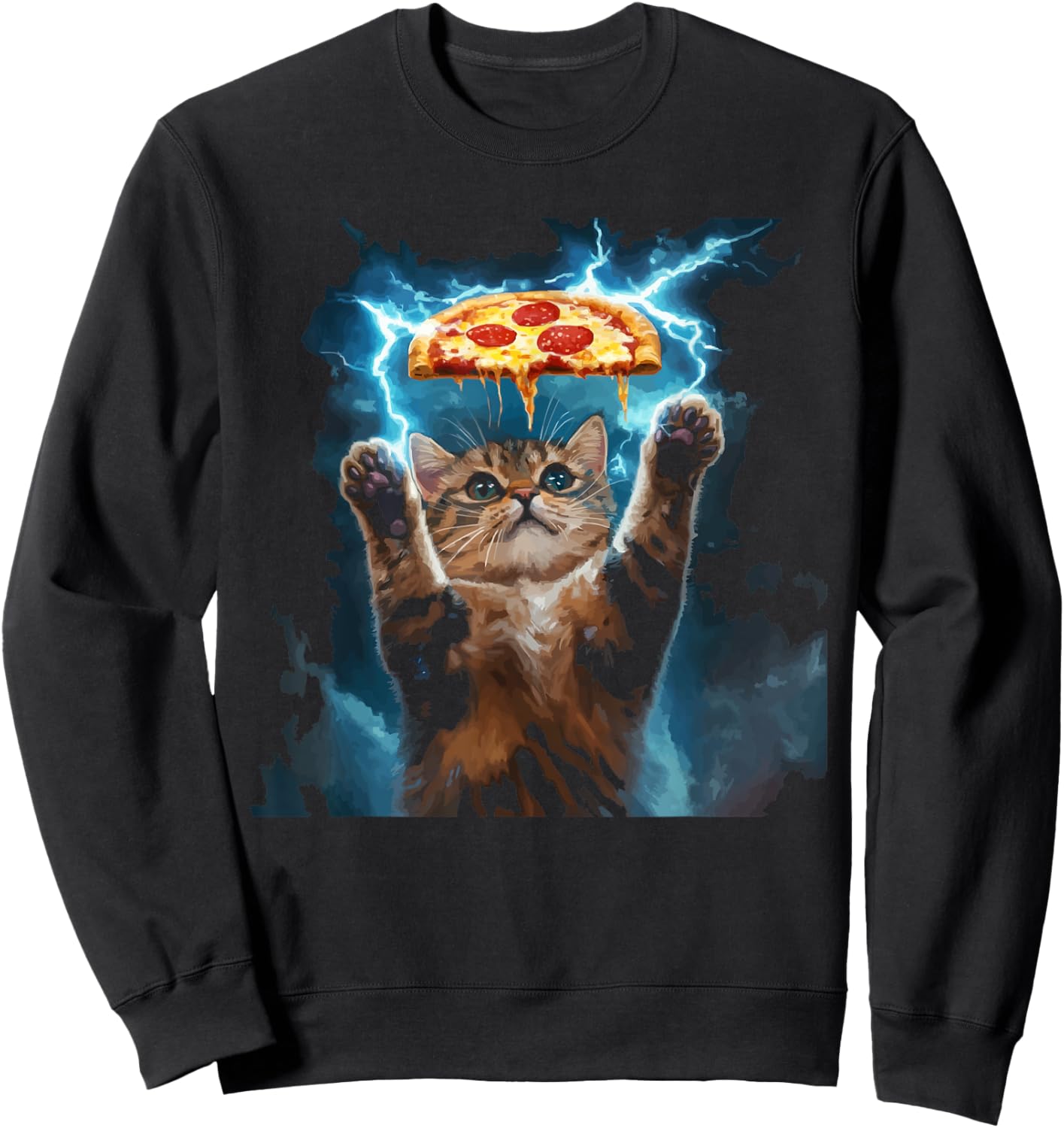 Pizza Cat Kitty Meow Animal Pet Pizzeria Italian Food Women Kids Sweatshirt - Sweatshirt | Black
