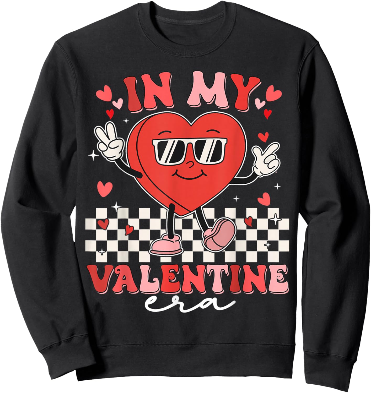 Retro Groovy In My Valentine Era Valentine Day Men Women Kid Sweatshirt - Sweatshirt | Black