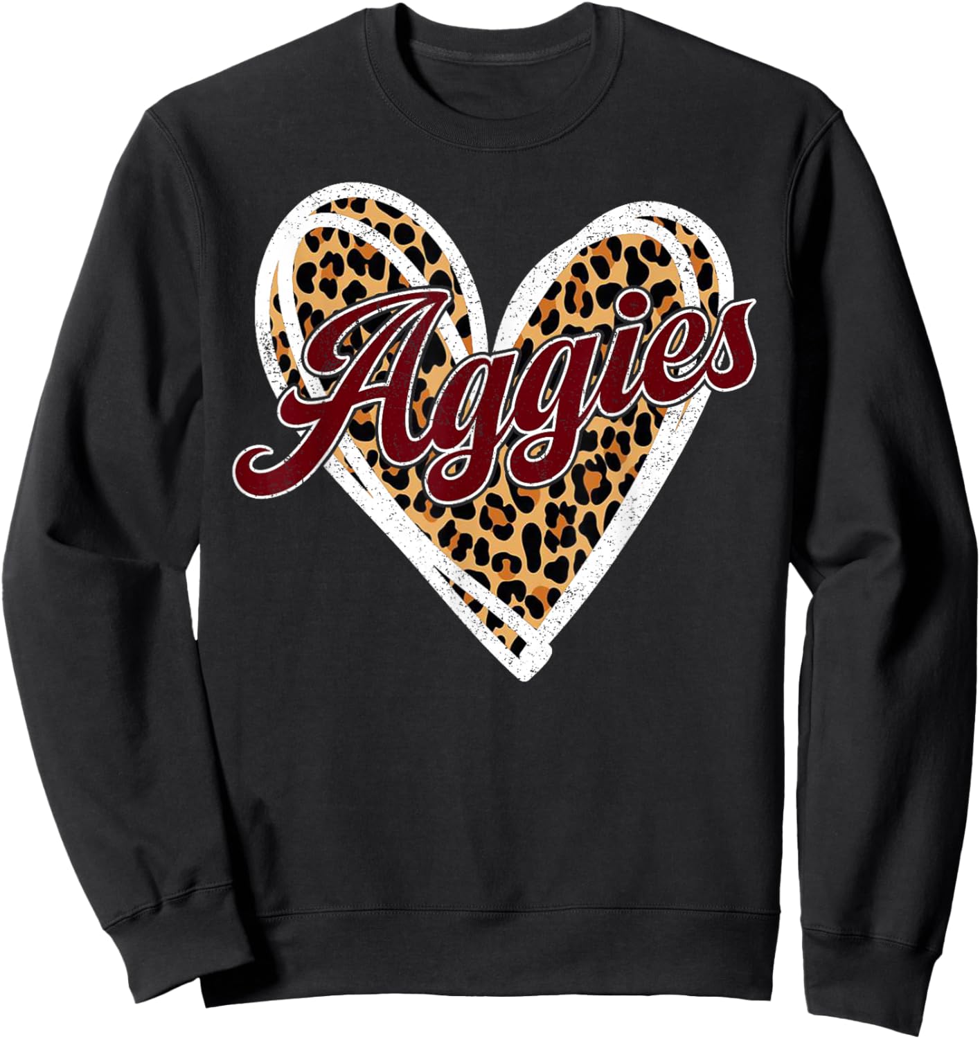 Aggies Love Leopard Heart Sweatshirt - Sweatshirt | Black