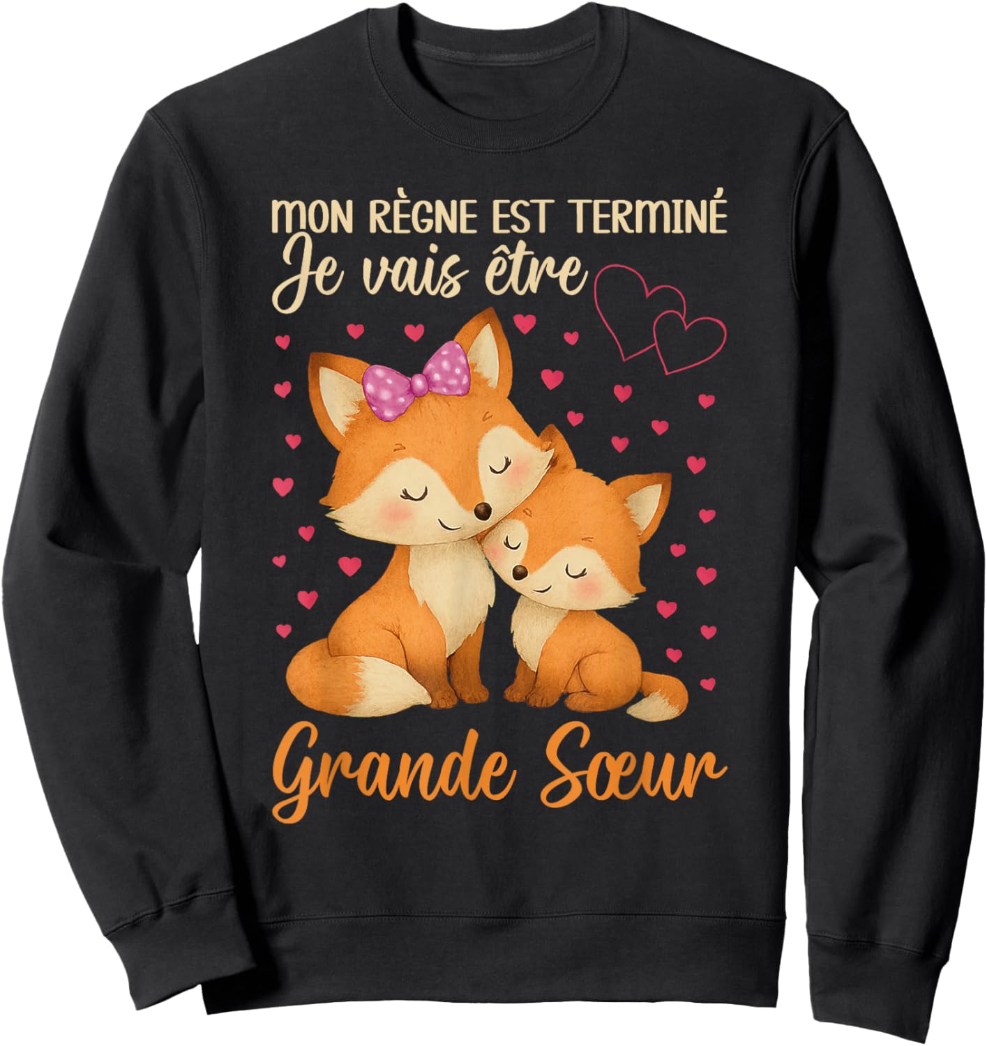 Big Sister Fox I'm Going To Be Senior Sister Announcement Baby Sweatshirt - Sweatshirt | Black