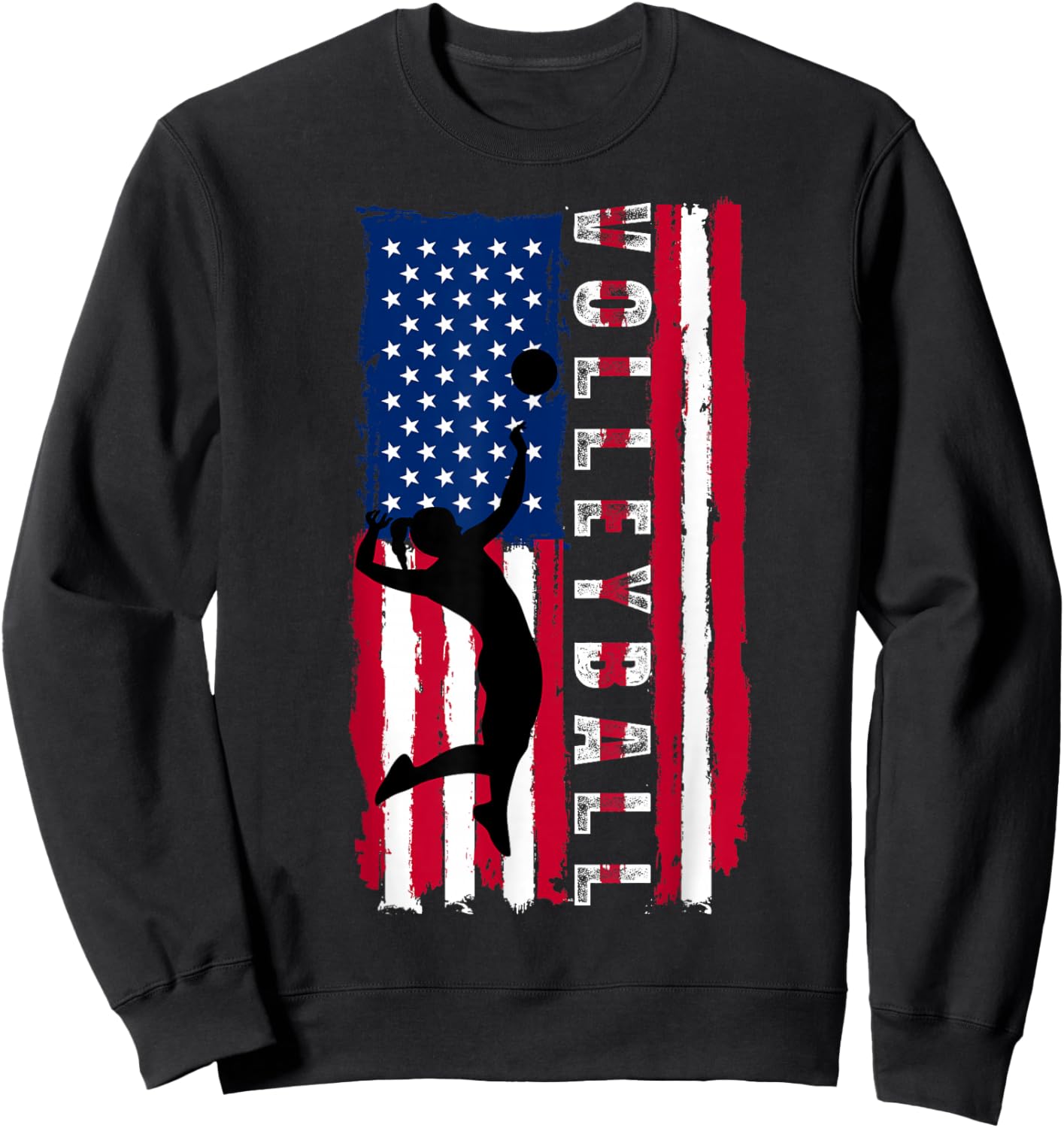 Patriotic Volleyball American USA Flag 4th of July Girl Teen Sweatshirt - Sweatshirt | Black
