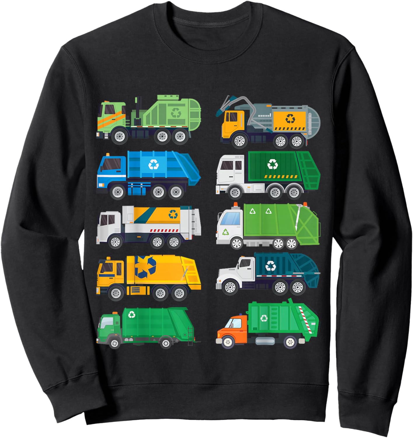 Garbage Truck Recycling Day Trash Waste Separation Trucks Sweatshirt - Sweatshirt | Black