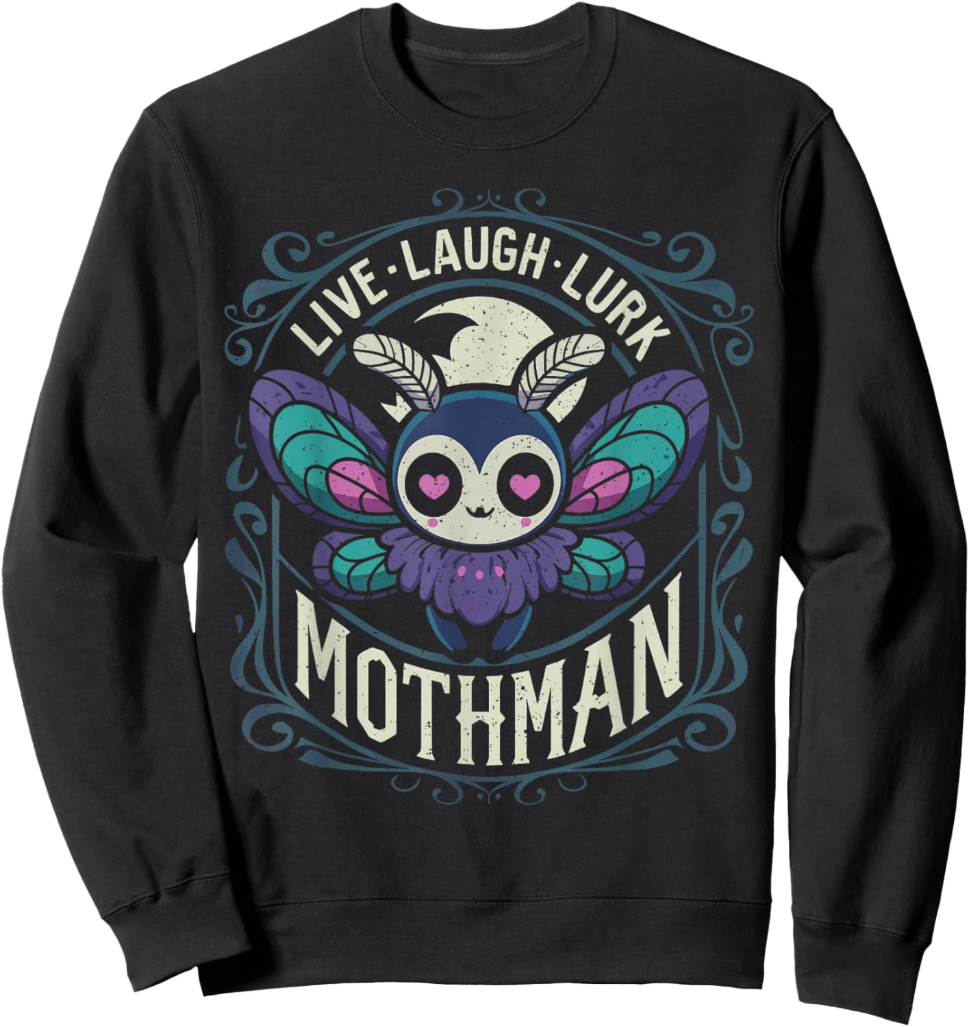 Mothman Pastel Goth Kawaii Live Love Lurk Cryptid Sweatshirt - Sweatshirt | Black