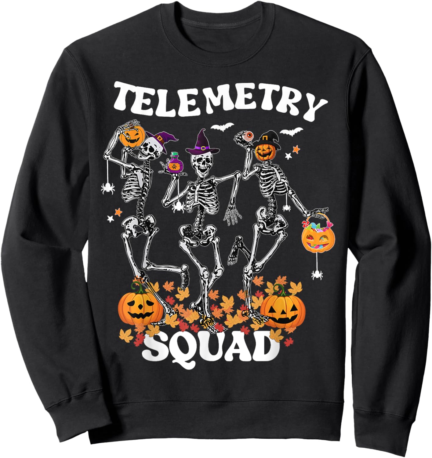 Telemetry Nurse Squad Medical Nursing Skeleton Dancing Sweatshirt - Sweatshirt | Black