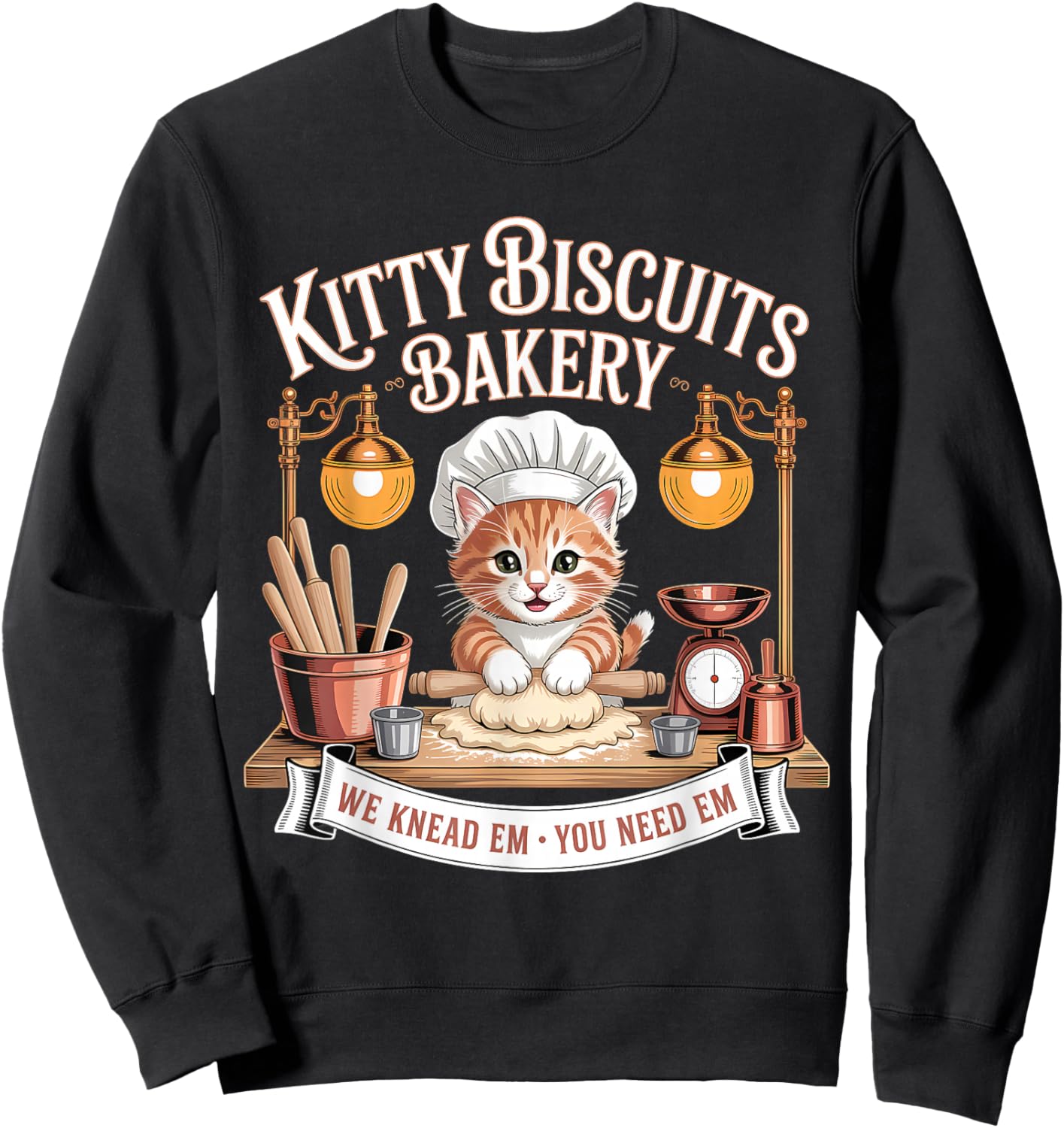 Baking Cat Kitty Biscuits We Knead Em You Need Em Sweatshirt - Sweatshirt | Black