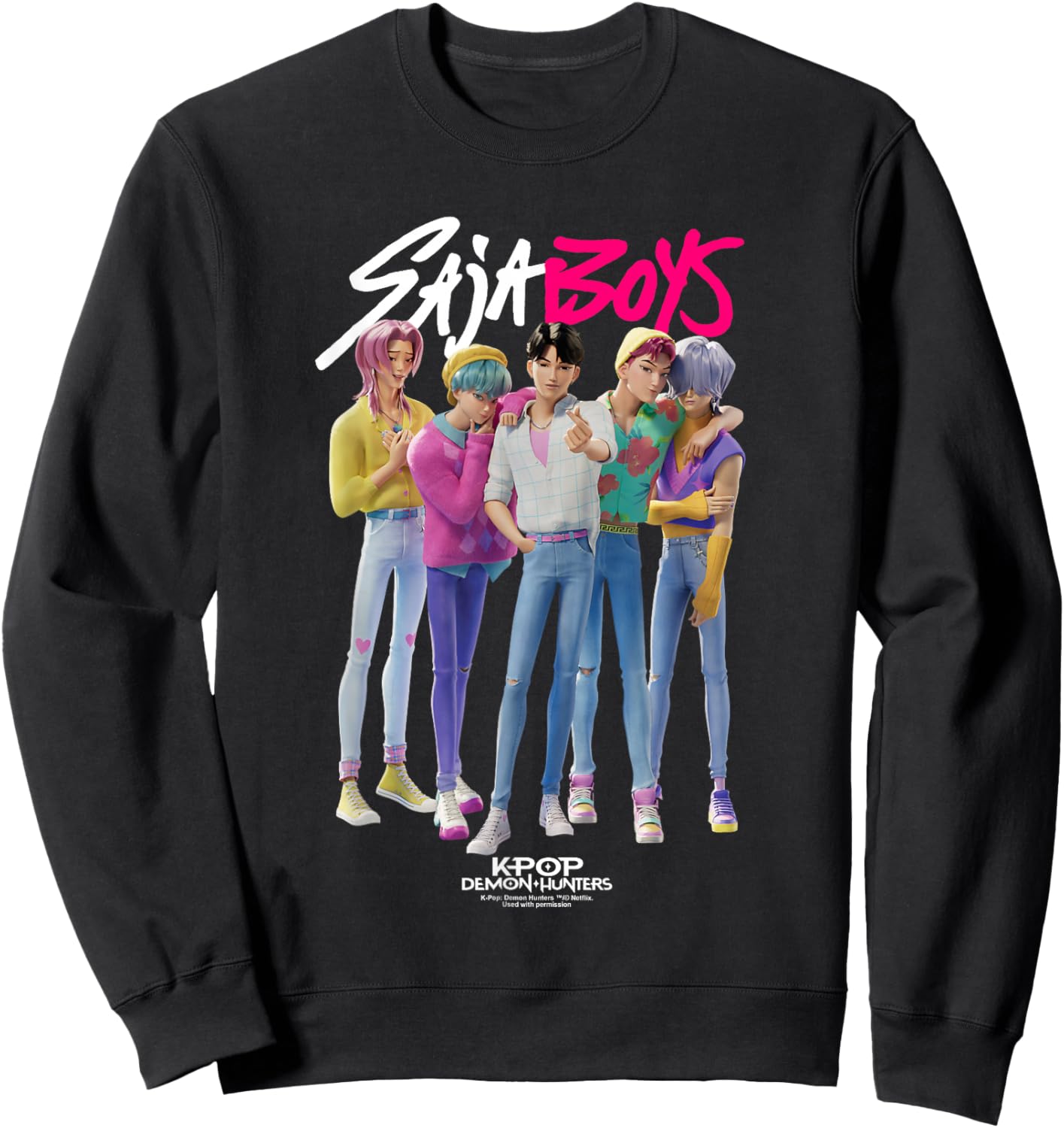 KPop Demon Hunters Saja Boys Boy Band Officially Licensed Sweatshirt - Sweatshirt | Black