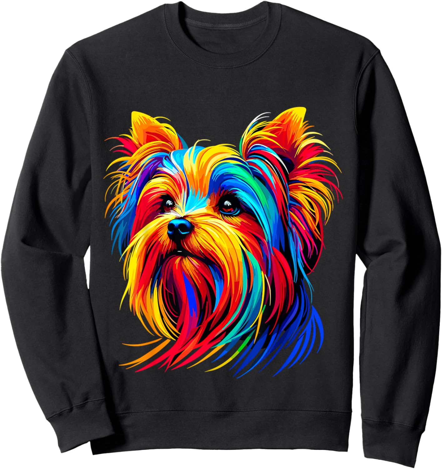 Colorful Pop Art Yorkshire Terrier Yorkie Lover Sweatshirt - Sweatshirt | Black