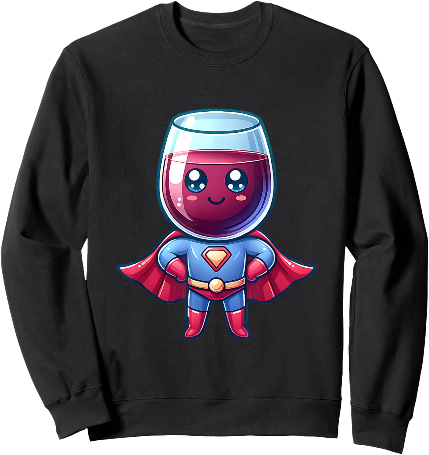 Cute Wine Glass Superhero Wine Drinker Superheroes Sweatshirt - Sweatshirt | Black