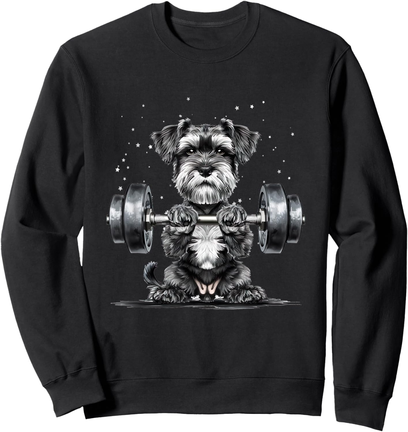 Pumping Weight Lifting Funny Miniature Schnauzer Sweatshirt - Sweatshirt | Black