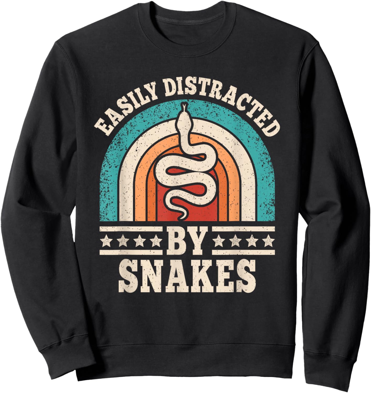 Easily Distracted by Snakes Retro Reptile Men Women Sweatshirt - Sweatshirt | Black