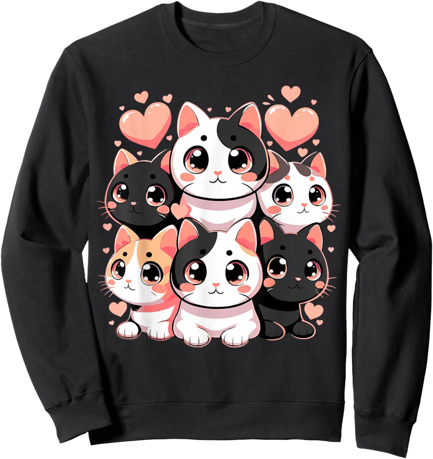 Cute Kawaii Cats Sweatshirt - Sweatshirt | Black