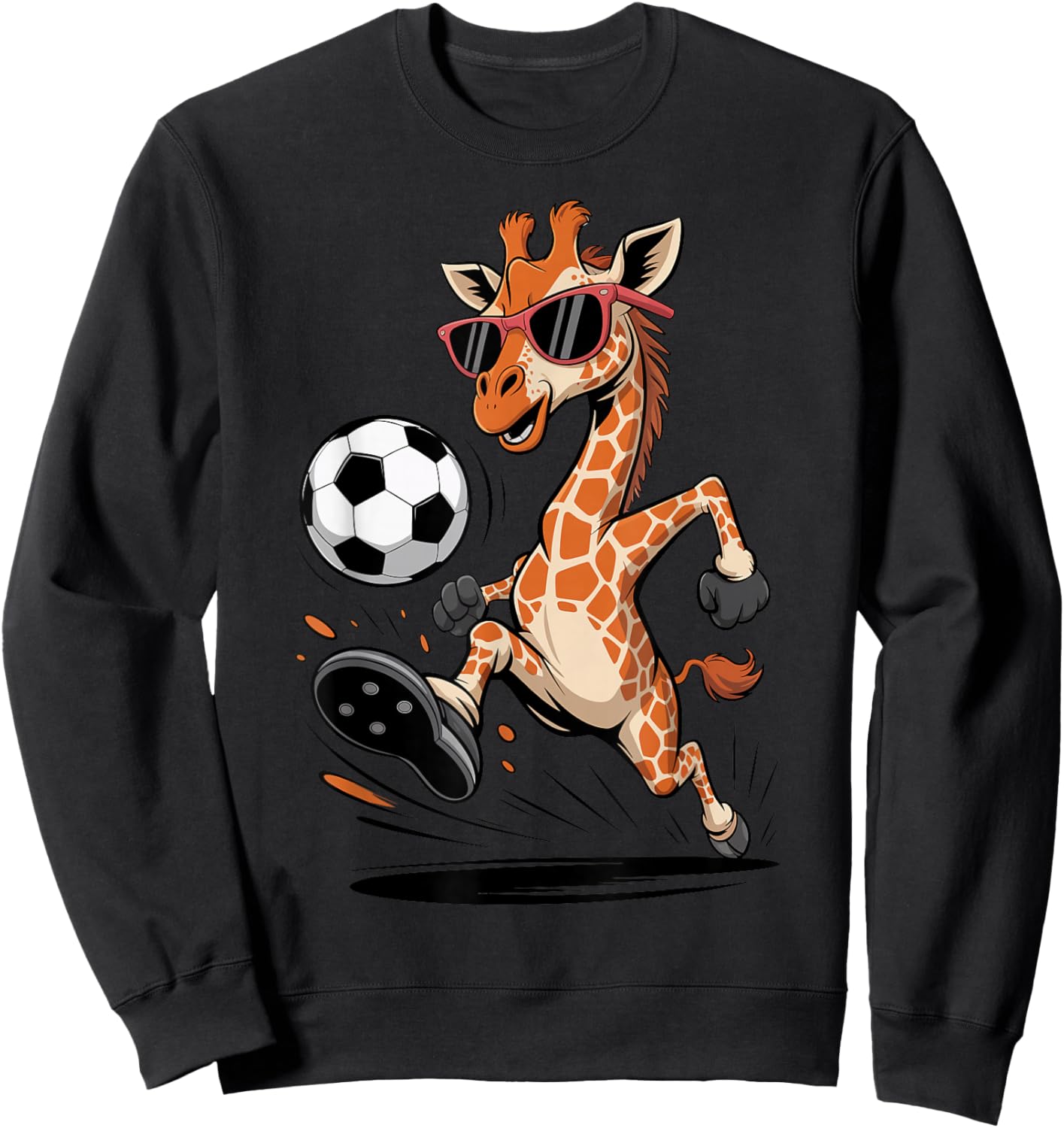 Funny Giraffe Playing Soccer Ball Artwork Cool Animal Sweatshirt - Sweatshirt | Black