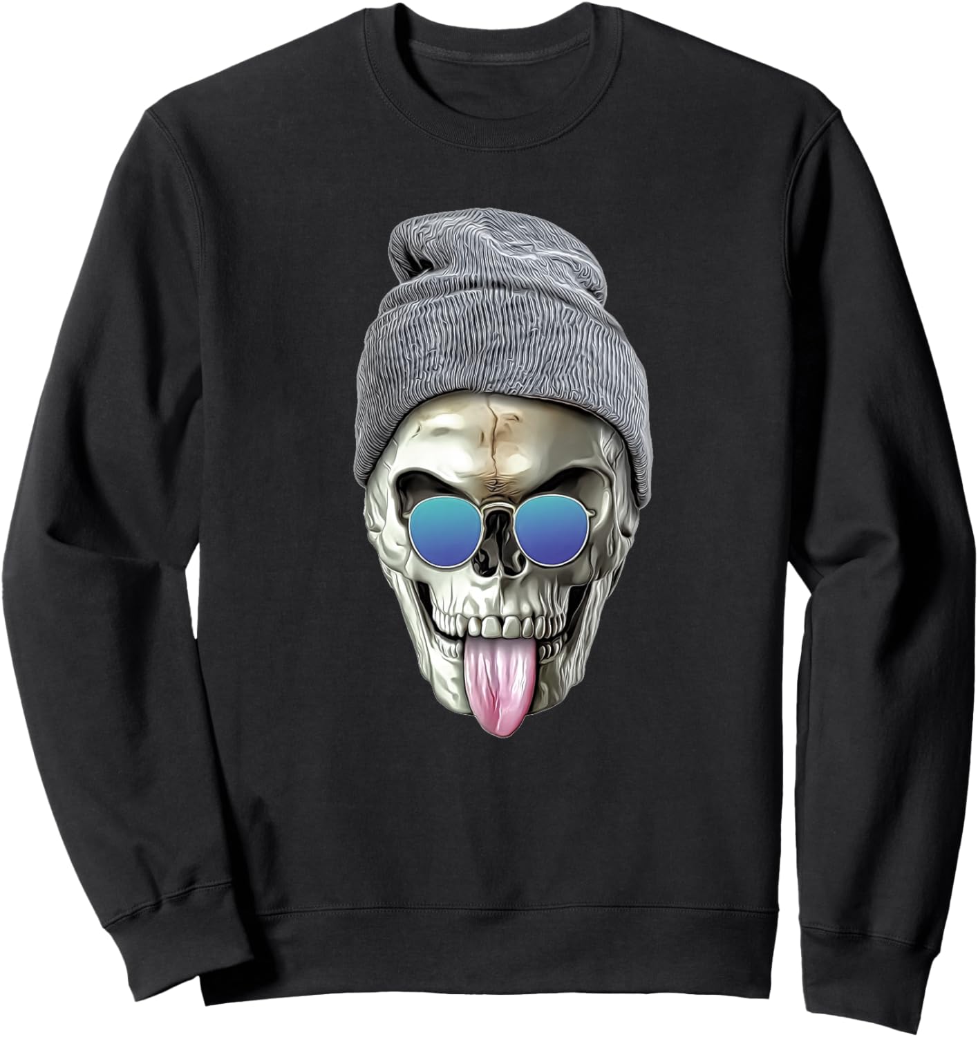 Skull with Beanie Haut de Gamme Sweatshirt - Sweatshirt | Black