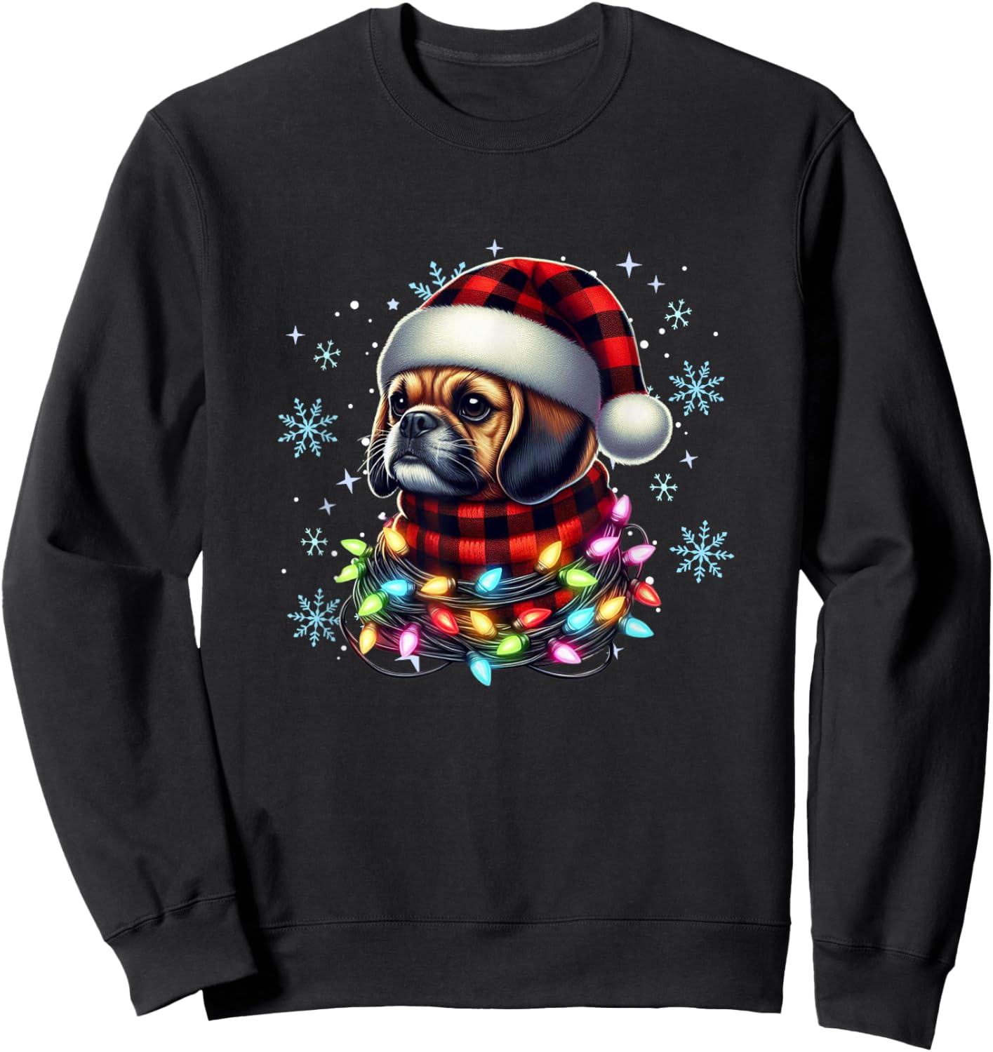 Puggle Christmas Gifts for Puggle Lovers -Kids Black Puggle Xmas Puggle Lover Sweatshirt - Sweatshirt | Black