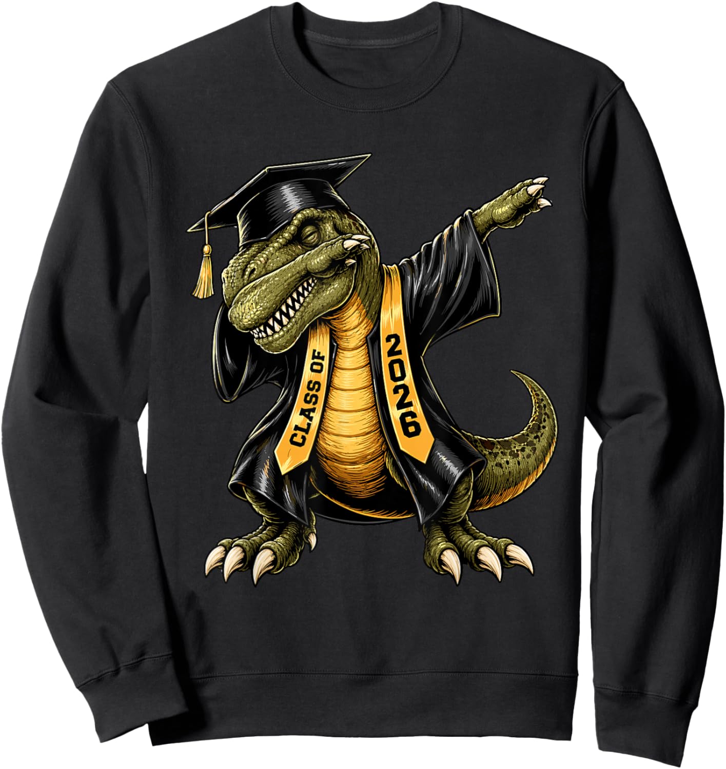 Senior Class of 2026 Graduation 2026 T-Rex Dabbing Graduate Sweatshirt - Sweatshirt | Black