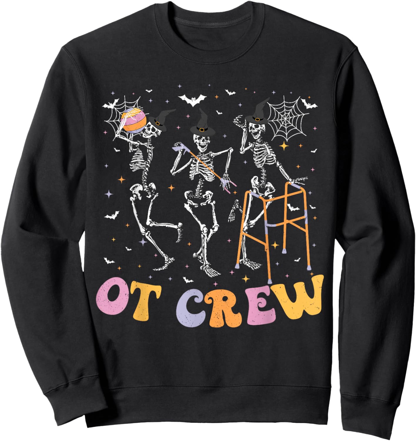 Skeleton Spooky OT Crew Occupational Therapy Halloween Sweatshirt - Sweatshirt | Black