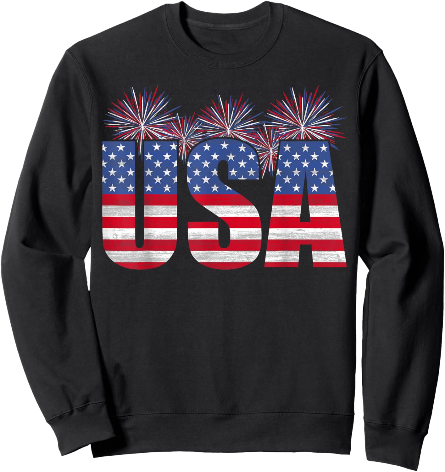 American Patriotic USA Men Women Flag USA Freedom Sweatshirt - Sweatshirt | Black
