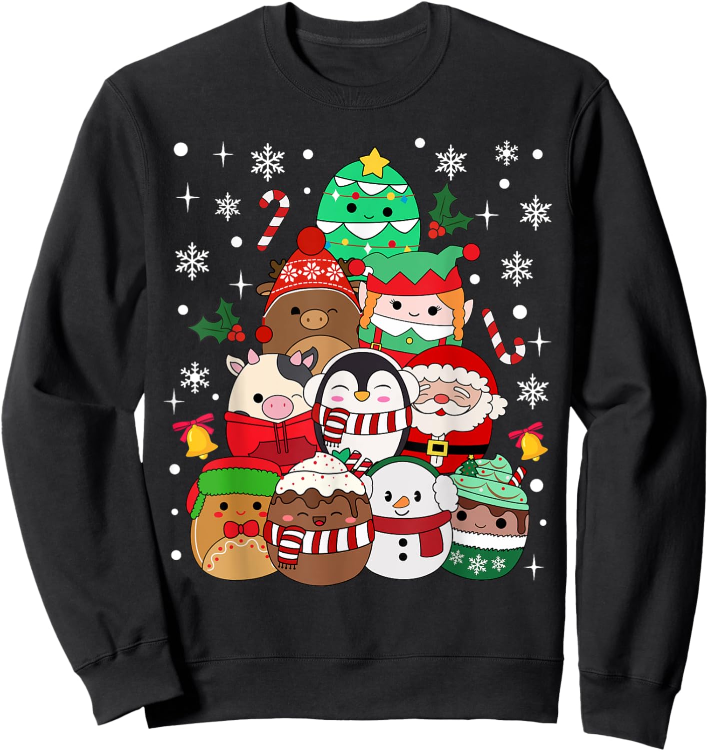 Squish Squad Merry Christmas Great Gifts Cute Kids Family Sweatshirt - Sweatshirt | Black
