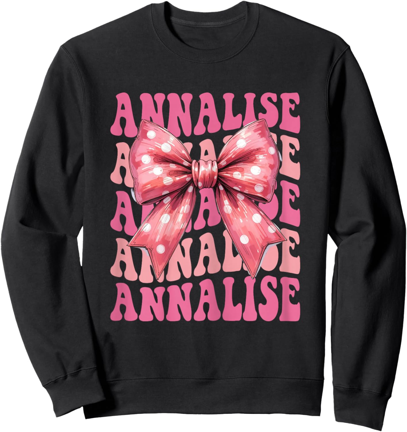 Annalise Name Coquette Bow Aesthetic Girls Sweatshirt - Sweatshirt | Black
