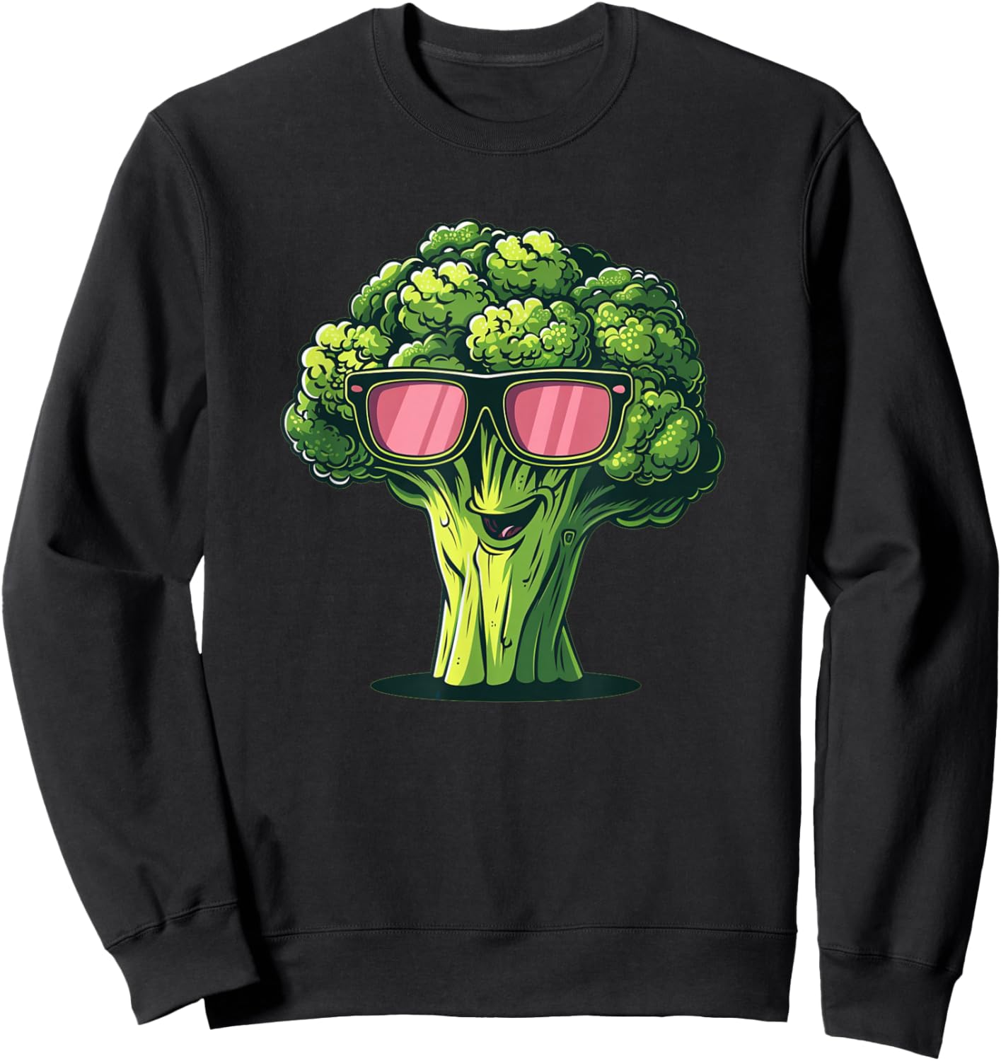 Funny Broccoli Face with Sunglasses Costume Sweatshirt - Sweatshirt | Black