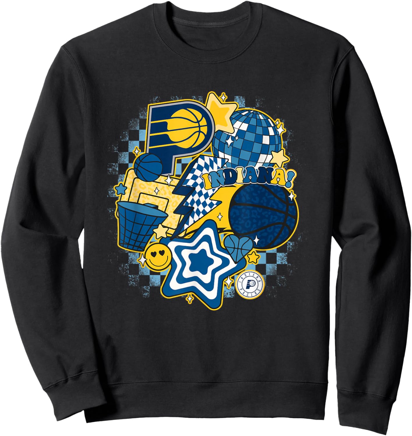 NBA Indiana Pacers Psychedelic Basketball Collage Sweatshirt - Sweatshirt | Black