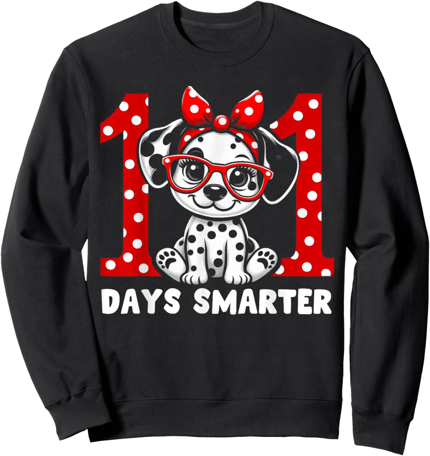 100 Days Smarter 100st Day School Dalmatian Dog Teacher Kids Sweatshirt - Sweatshirt | Black