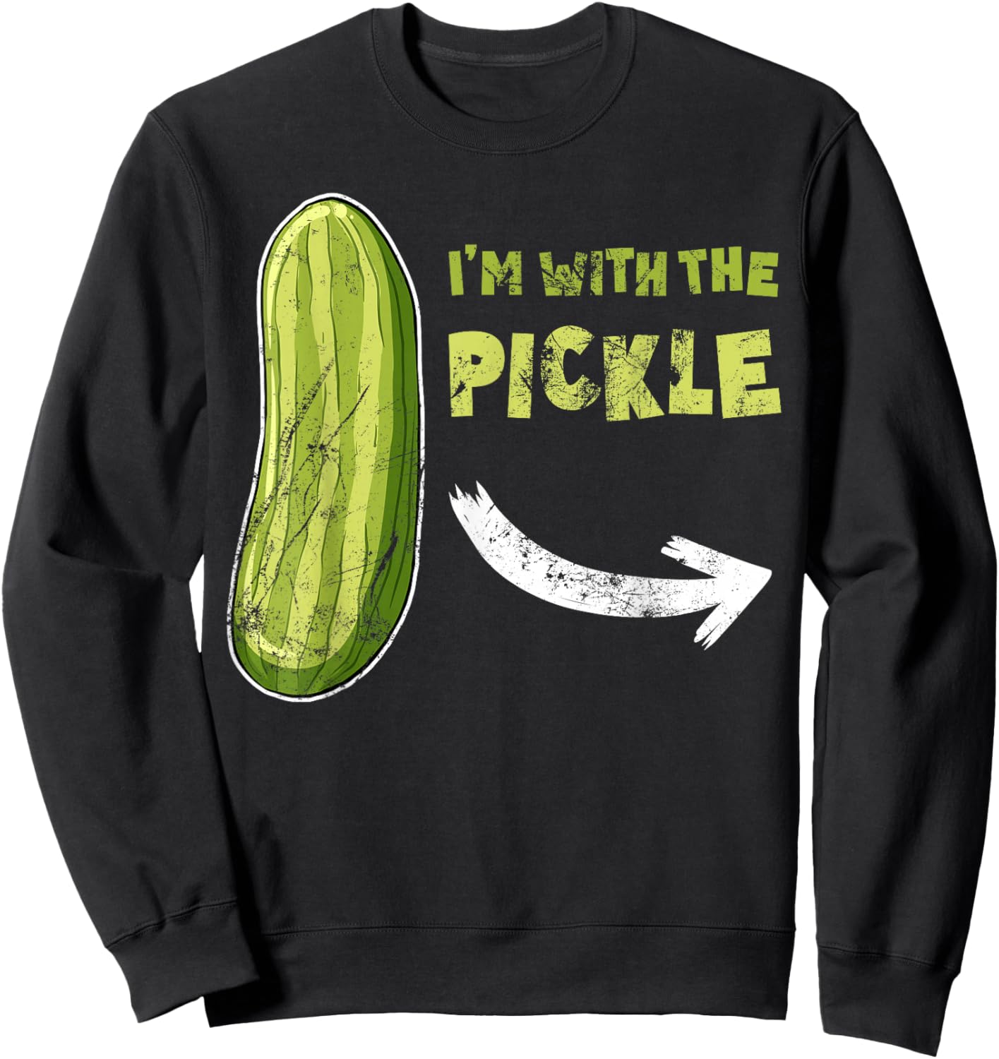 Funny Pickle 'I'm With The Pickle' Matching Halloween for Couples & Families, Black, , Short Sleeve, Cotton, Small Sweatshirt - Sweatshirt | Black