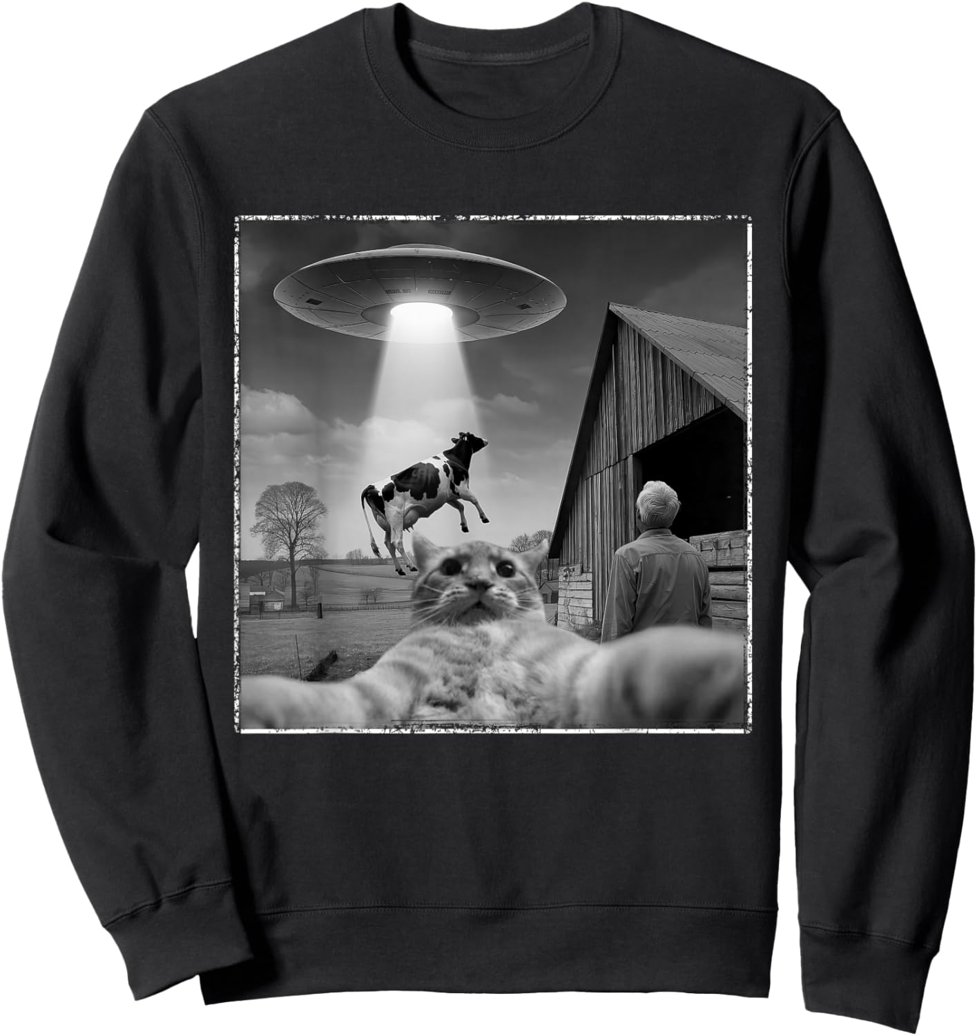 Cat Men Women Conspiracy Theory Funny Fun Sweatshirt - Sweatshirt | Black