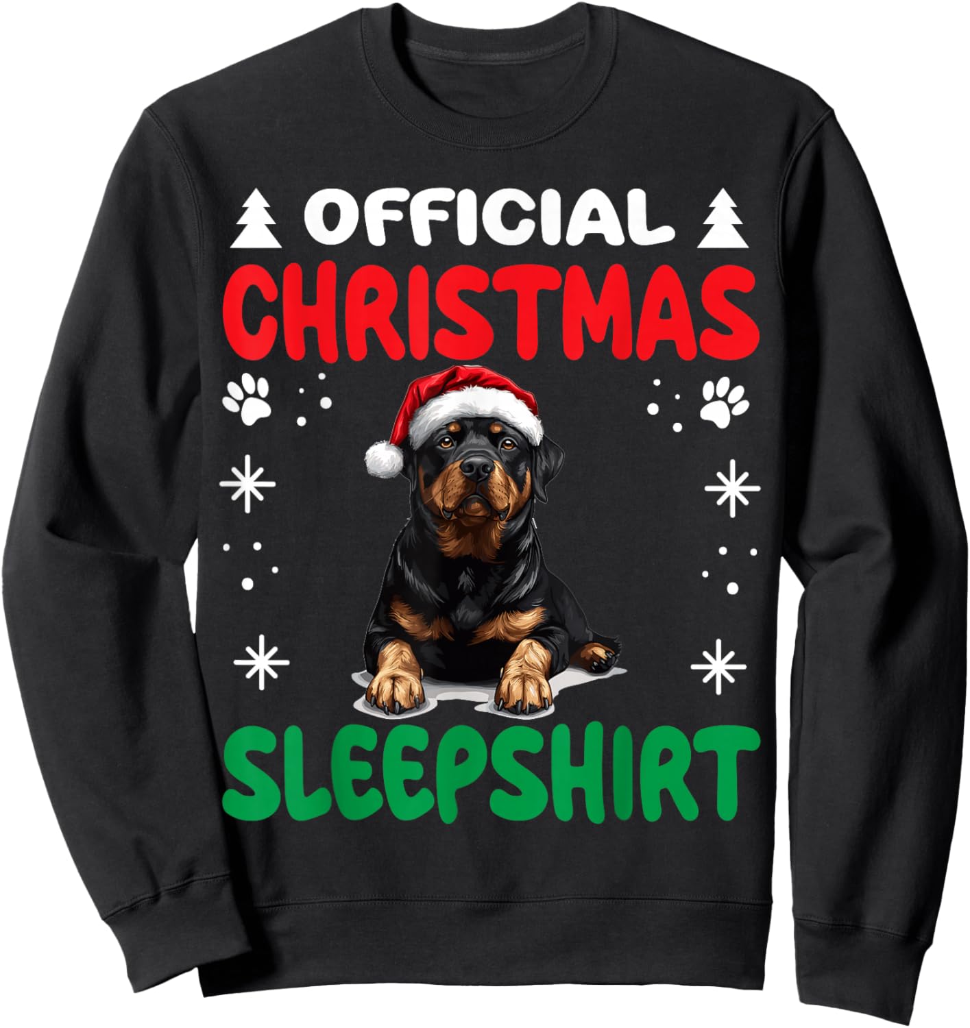 Rottweiler dog Dog Christmas Pajama Official Christmas Sweatshirt - Sweatshirt | Black
