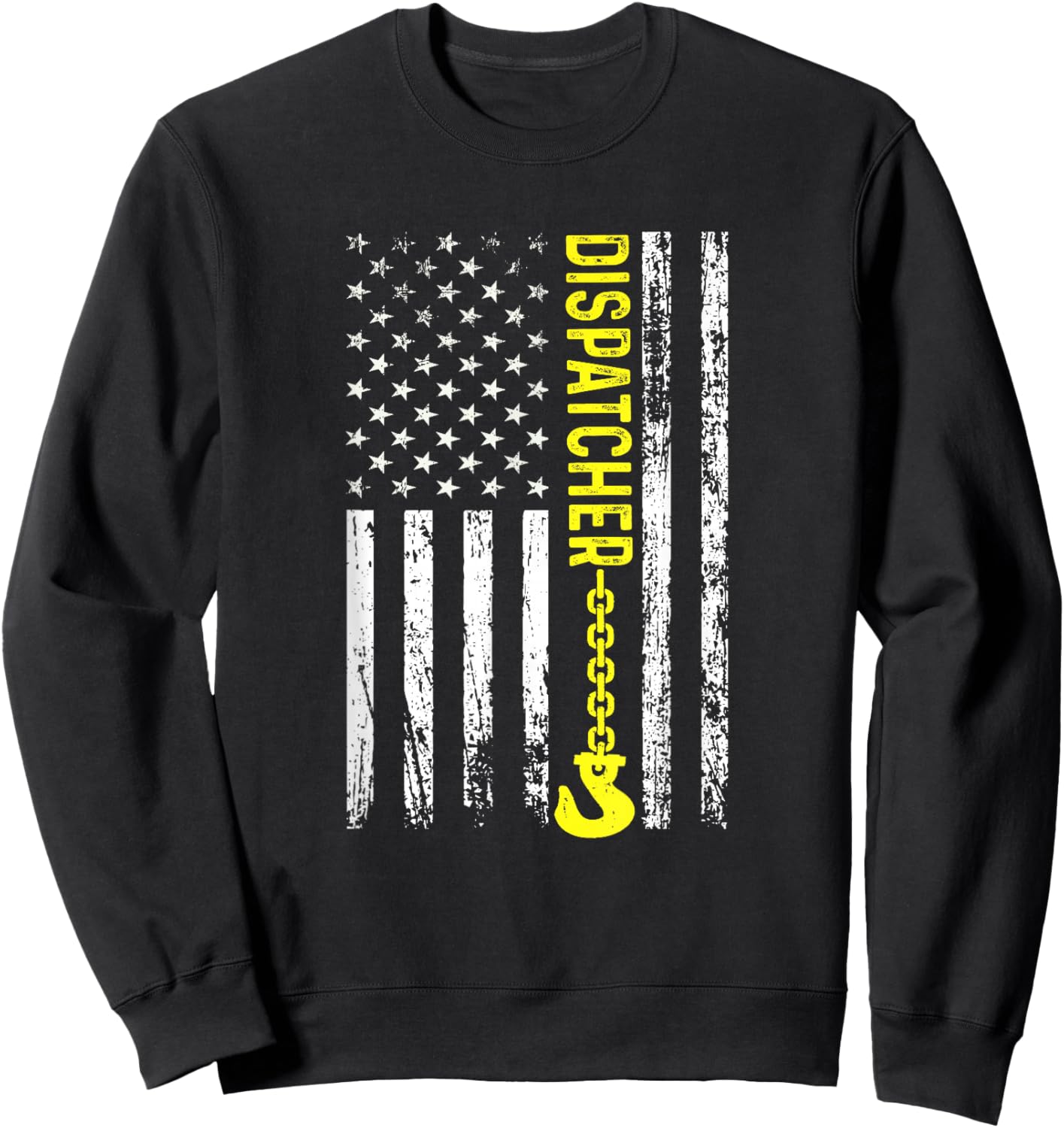 Tow Truck Dispatcher USA Flag Thin Yellow Line Sweatshirt - Sweatshirt | Black
