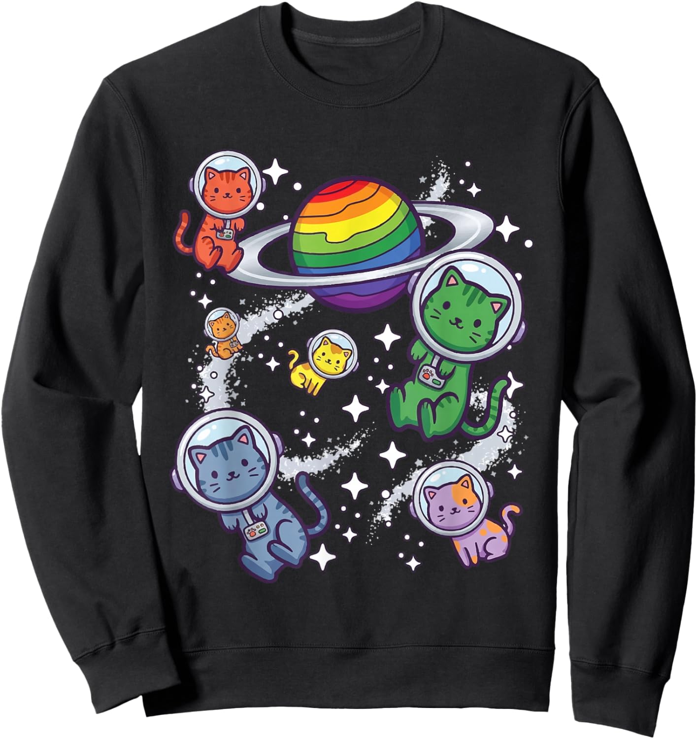 Schwule Astronauten Katzen Lesbian Pride Rainbow Queer Homosexuell CSD LGBT Sweatshirt - Sweatshirt | Black