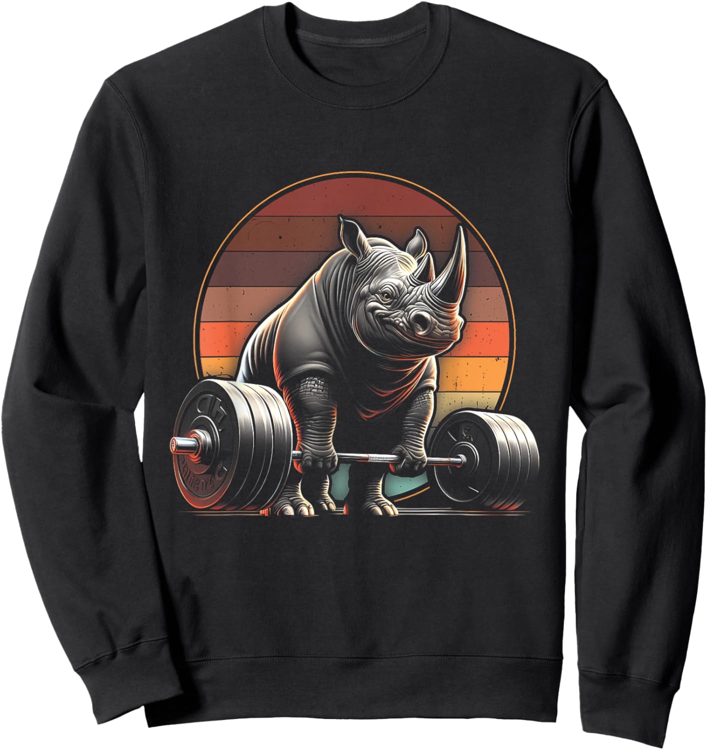Rhinoceros Powerlifting Weightlifting Gym Rhino Lovers -Adults, -Kids Black Animal Print Rhinoceros Sweatshirt - Sweatshirt | Black