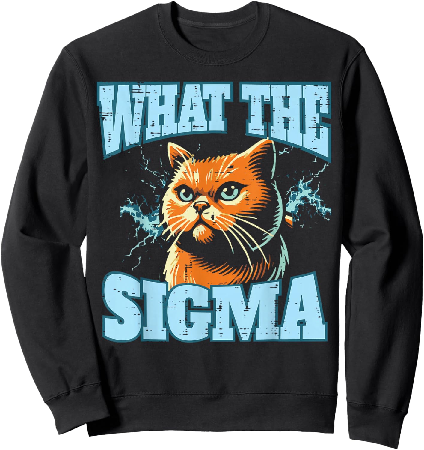 What The Sigma Cat Lightning Funny Saying Women Men Kids Sweatshirt - Sweatshirt | Black