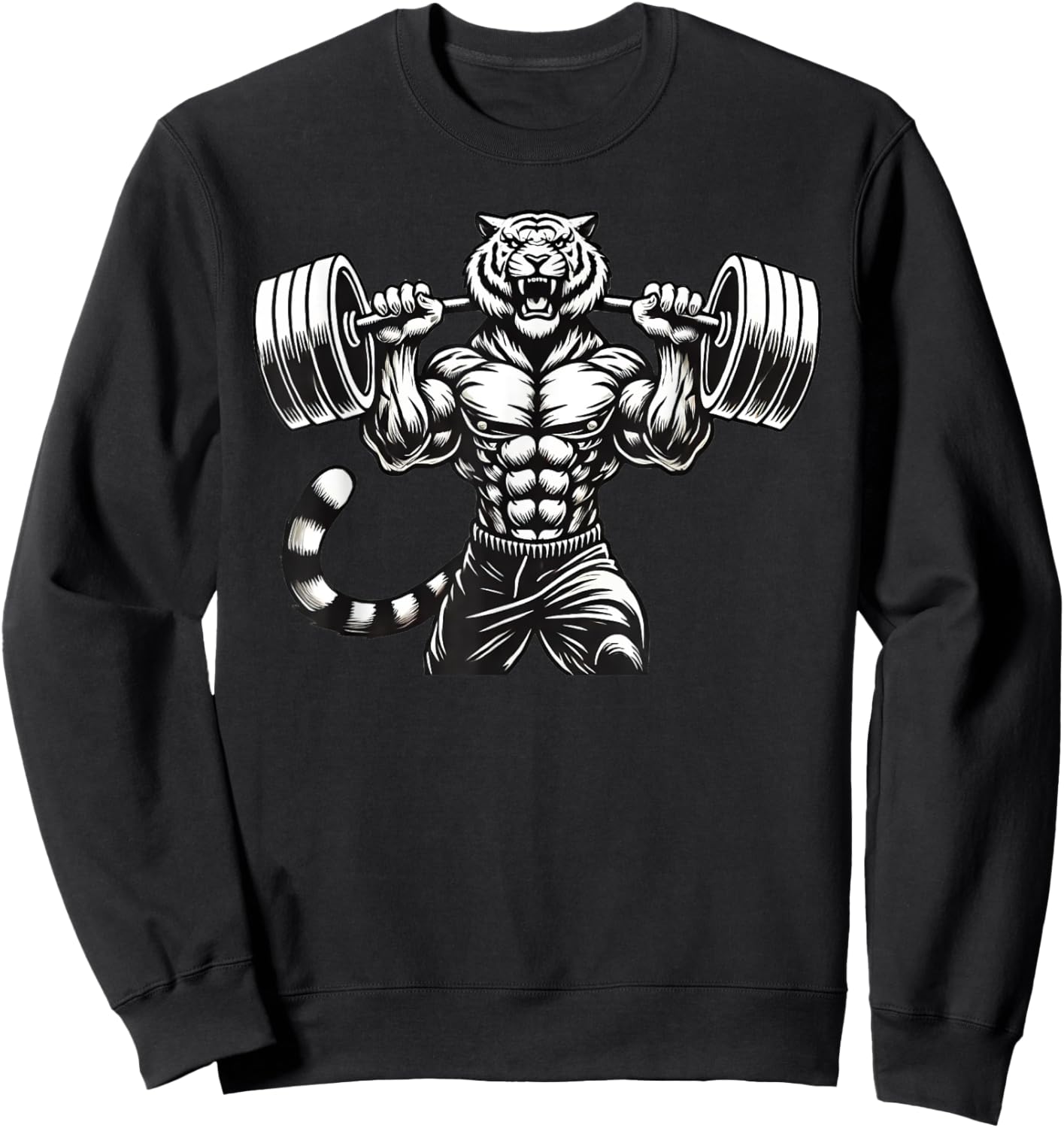 Tiger Powerlifting Weightlifting Gym Workout Sweatshirt - Sweatshirt | Black