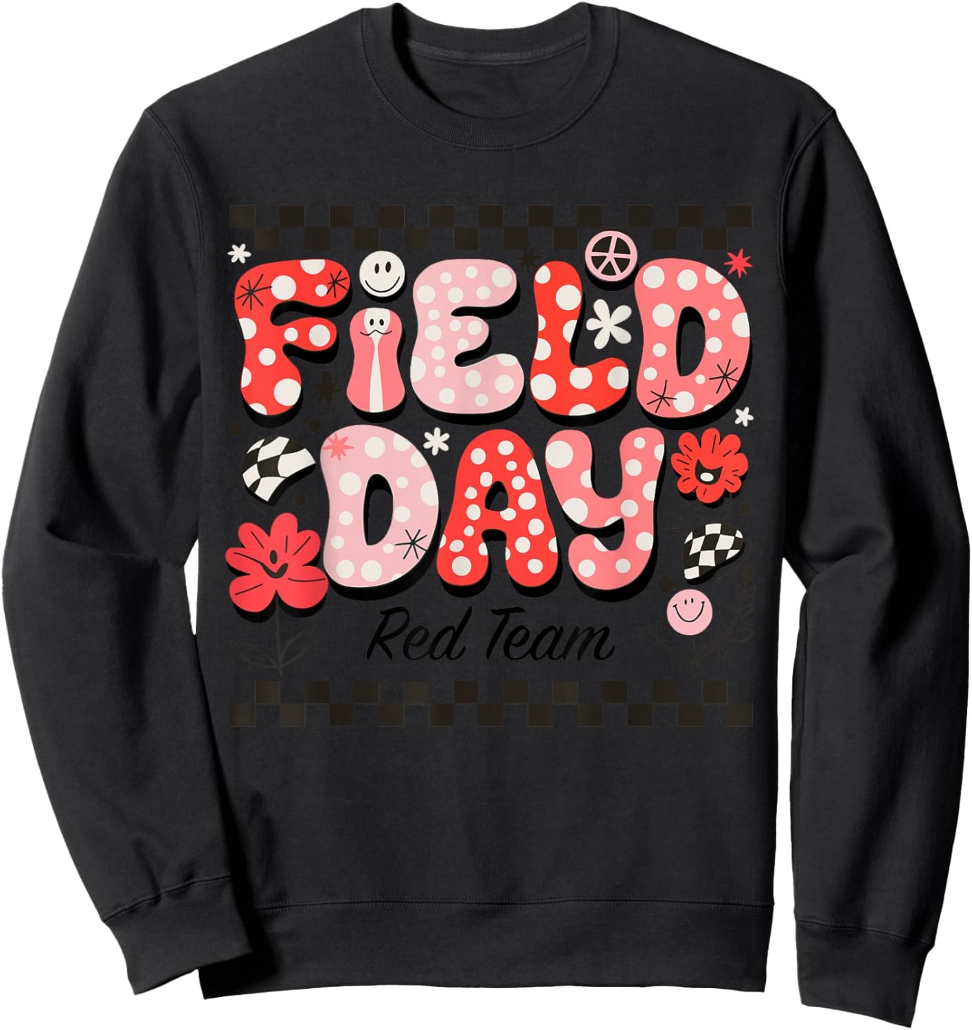 Field Day Red Team Color Field Trip Team Game Competition Sweatshirt - Sweatshirt | Black
