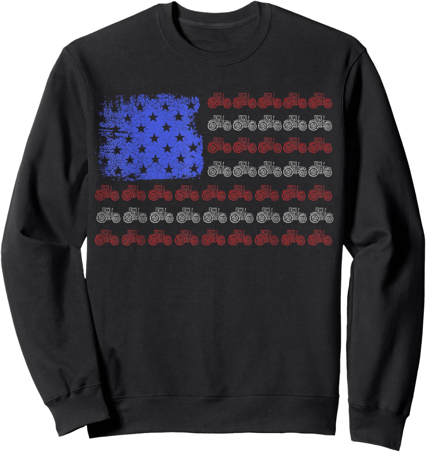 Farmer Tractor American Flag Patriotic Farming Sweatshirt - Sweatshirt | Black