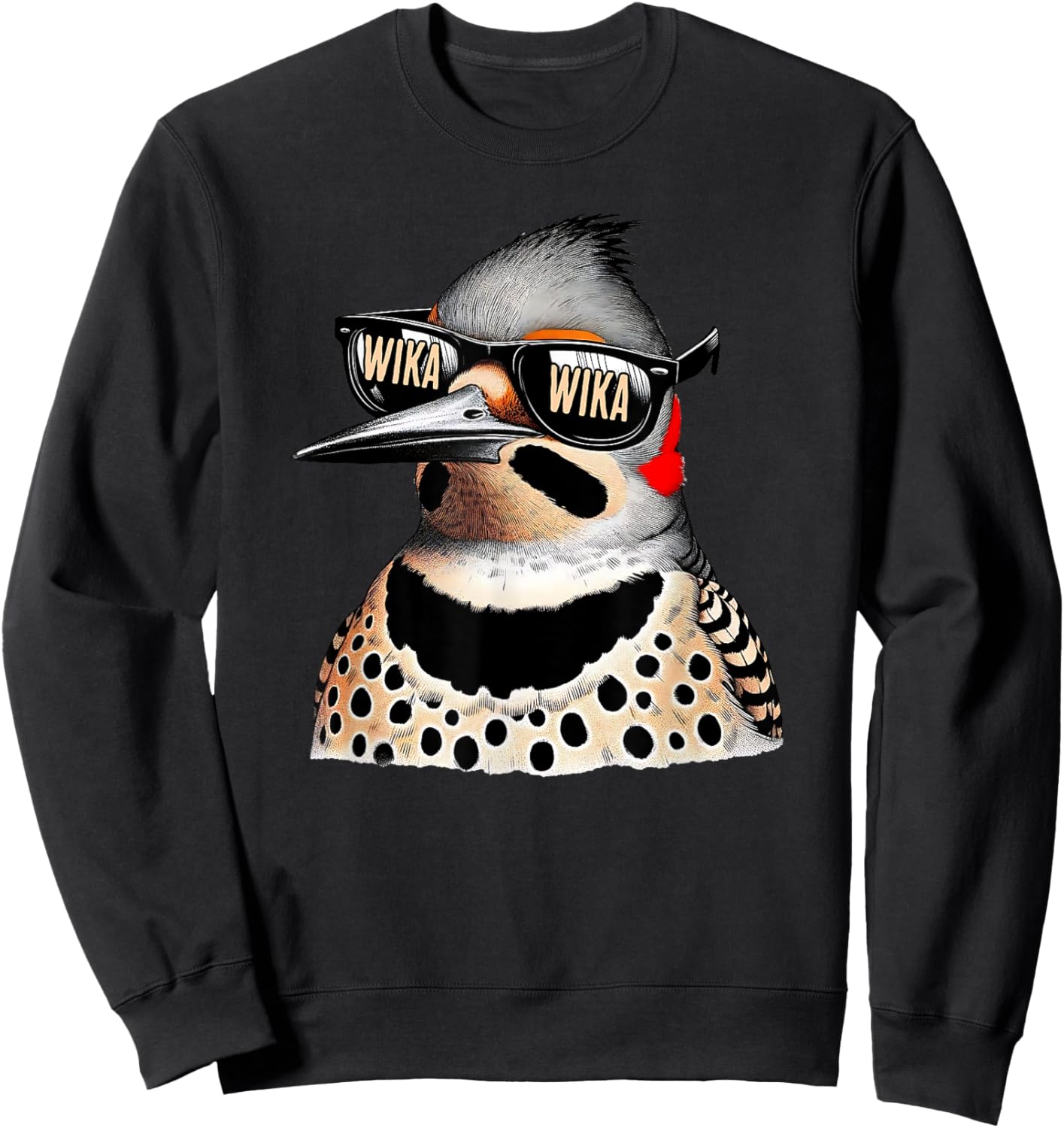 Antler & Oak Funny Northern Flicker WIka Wika for bird nerds , Small, Blue Sweatshirt - Sweatshirt | Black