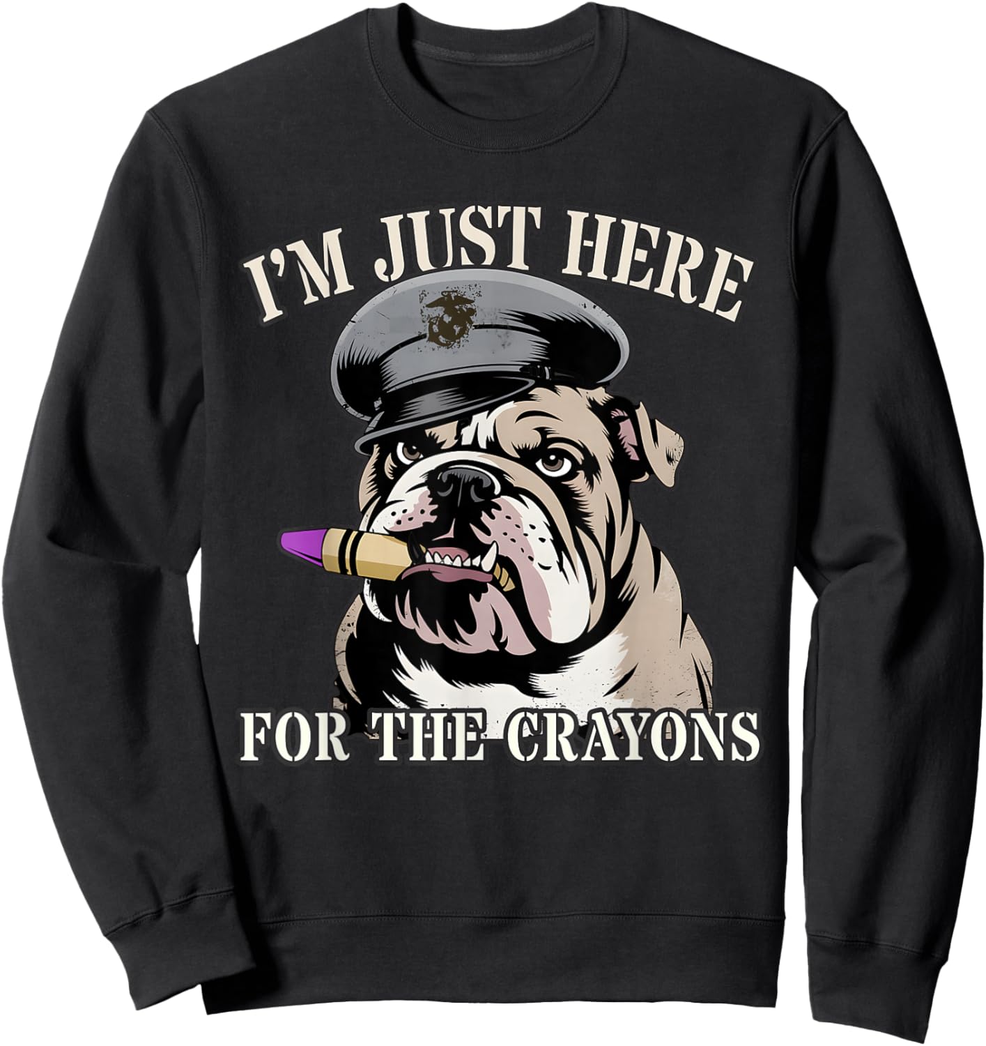 Cute I'm JUST HERE for Crayons Eater Veterans DD-214 Sweatshirt - Sweatshirt | Black