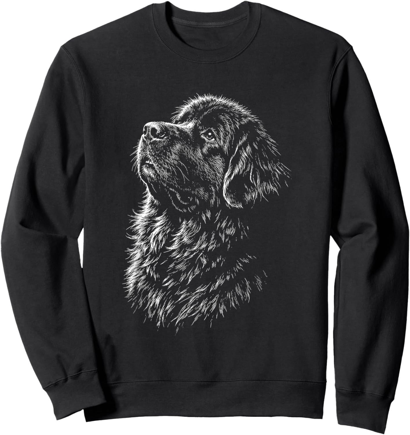 Portrait de Chien Terre-Neuve Noir et Blanc Sweatshirt - Sweatshirt | Black