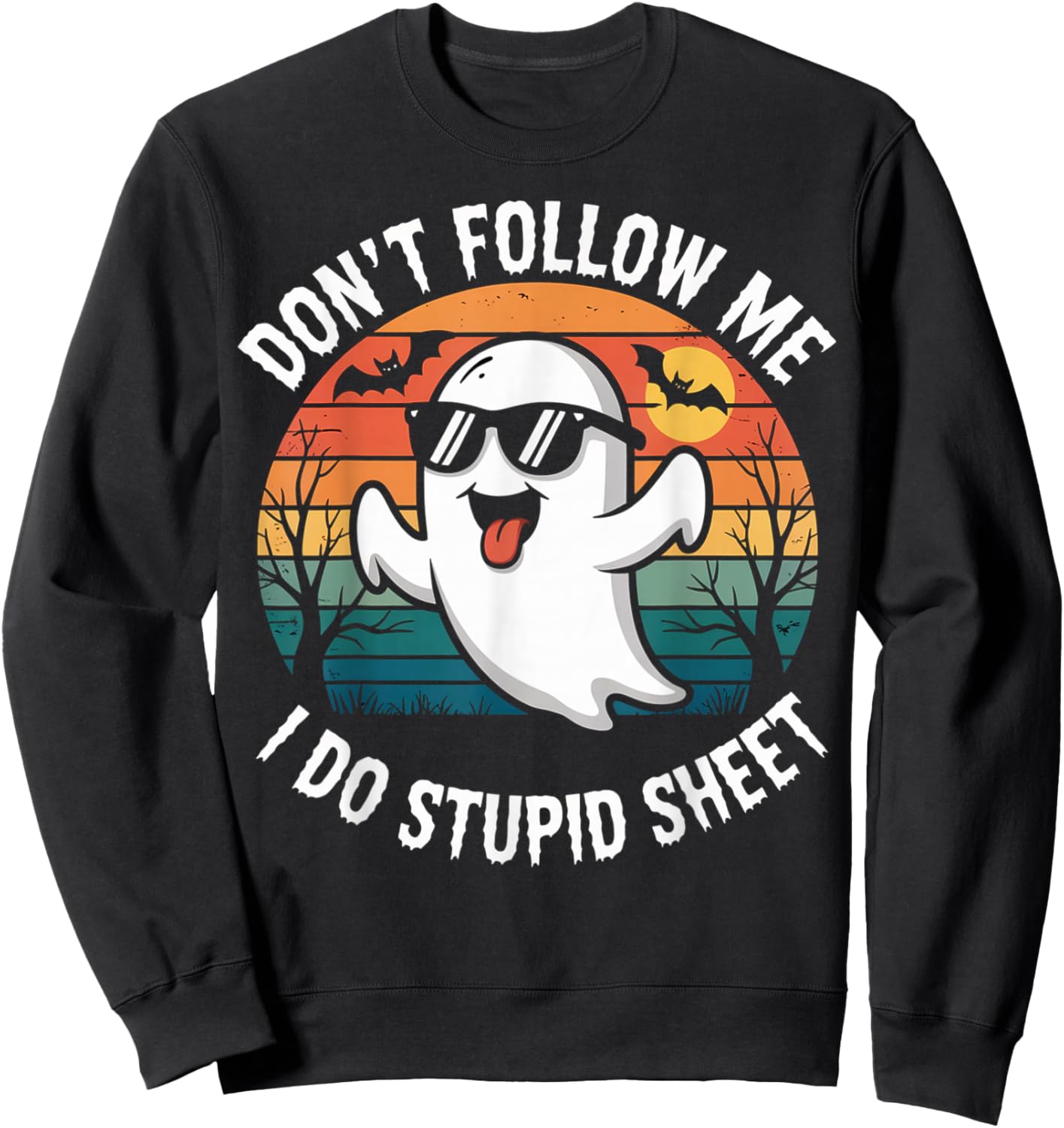 Ghost Retro Halloween Costume Men Women Sweatshirt - Sweatshirt | Black