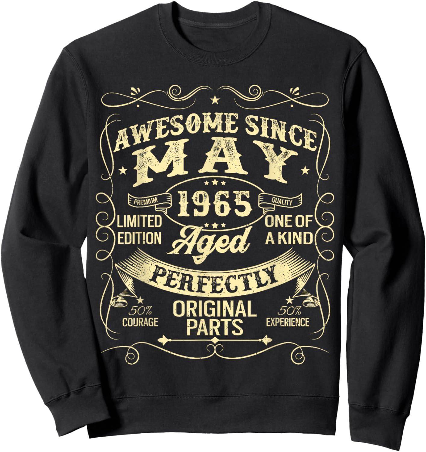 Awesome Since May 1965 Year Of Birth Birthday 1965 Vintage Sweatshirt - Sweatshirt | Black