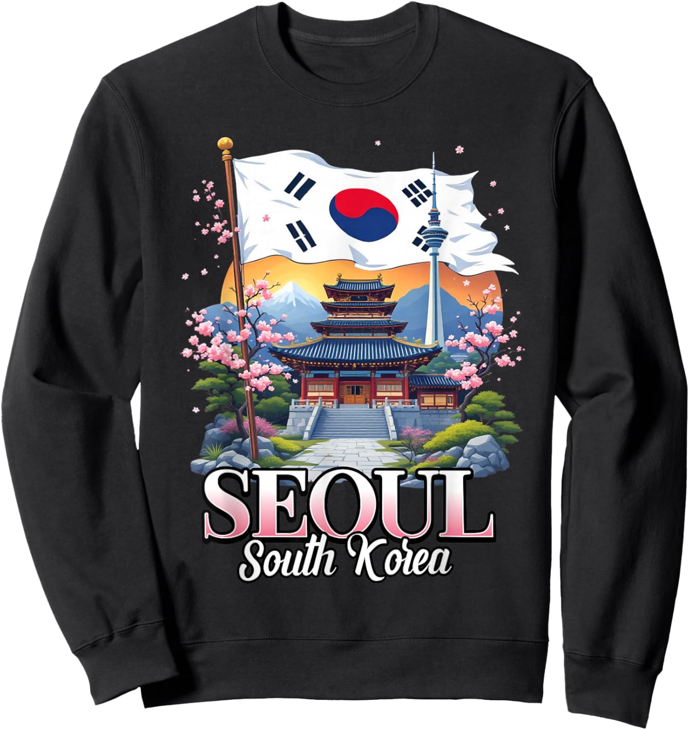 Seoul South Korea Travel South Korean Flag Souvenir Sweatshirt - Sweatshirt | Black
