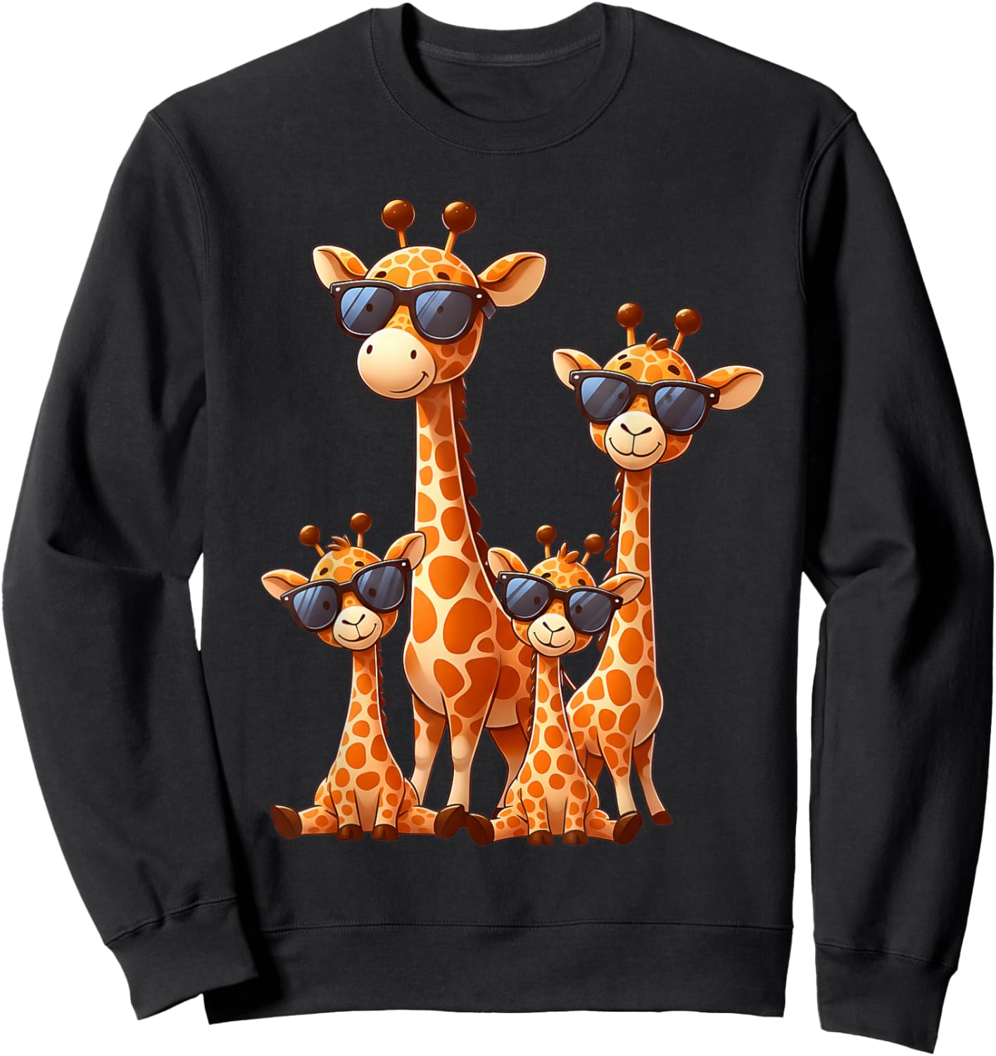 Giraffe Family Sunglasses Safari Zoo Animal Lover Giraffes Sweatshirt - Sweatshirt | Black