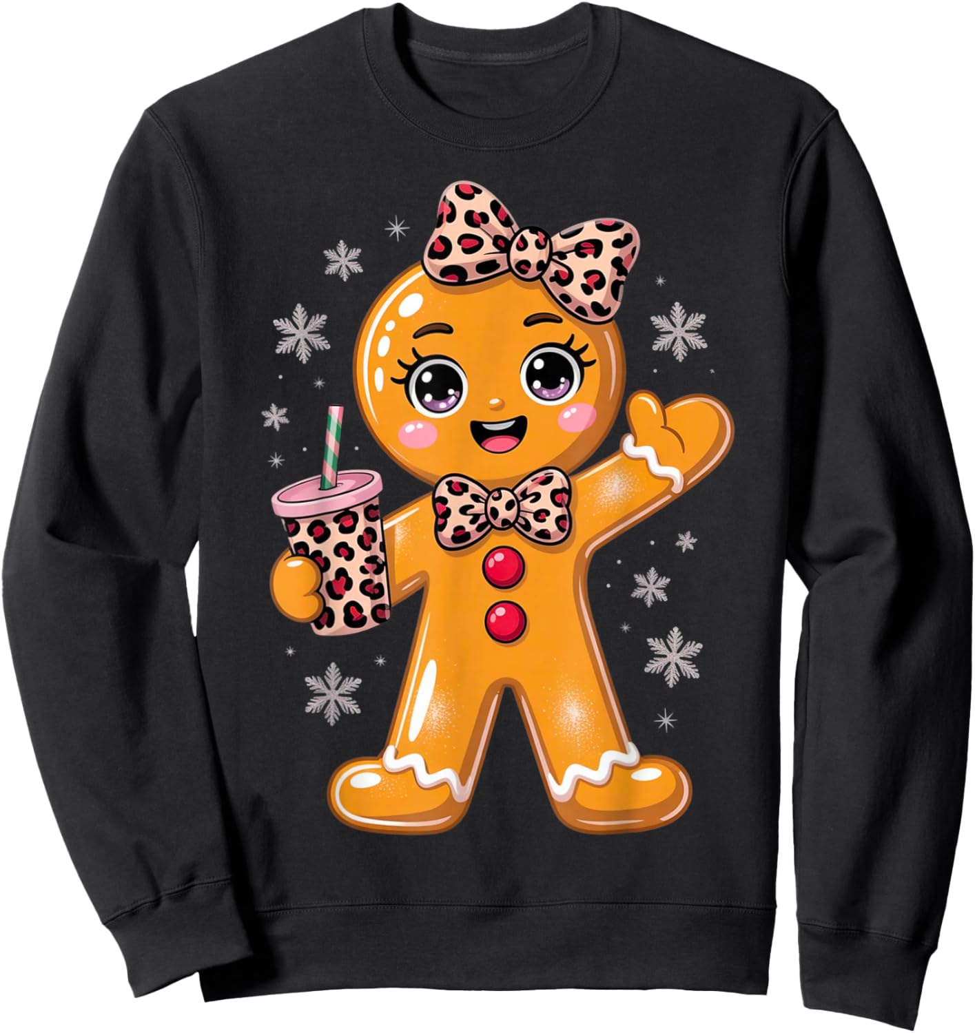 Girl's Gingerbread Christmas Cookie Baking Flirty Kids Sweatshirt - Sweatshirt | Black