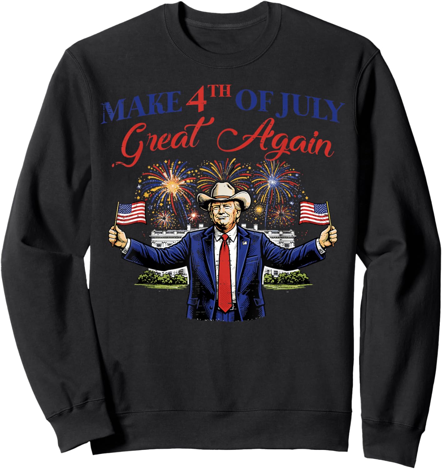 Funny 4th of July Fireworks 4th American Men Women Kids Sweatshirt - Sweatshirt | Black