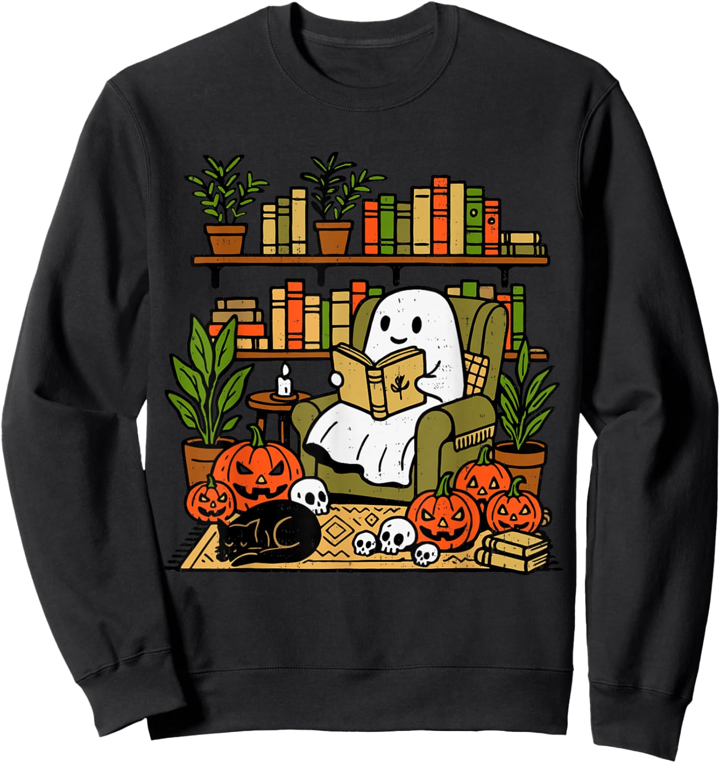 Ghost Library Reading Books Halloween Librarian Teacher Sweatshirt - Sweatshirt | Black