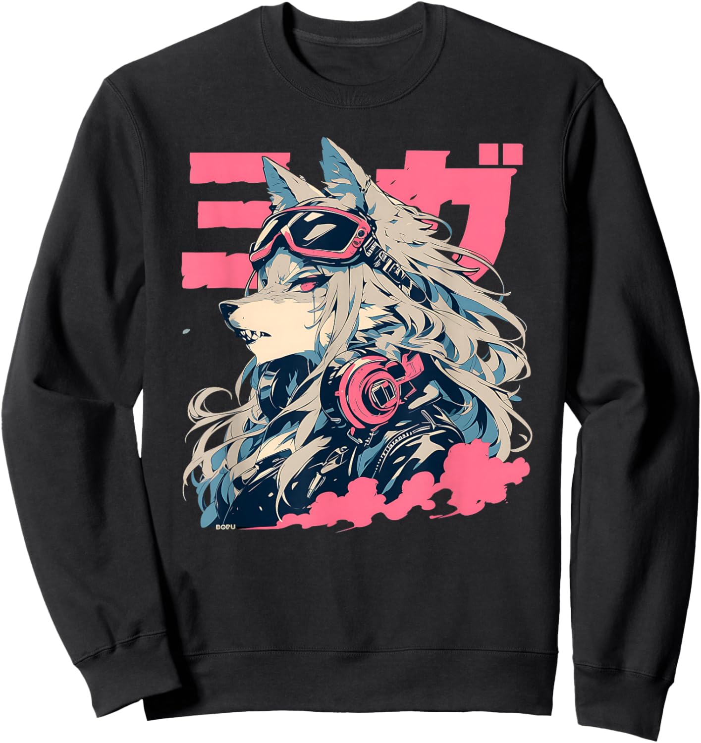 Goth Grunge Demon Anime Furry Wolf Horror Alt Aesthetic Sweatshirt - Sweatshirt | Black