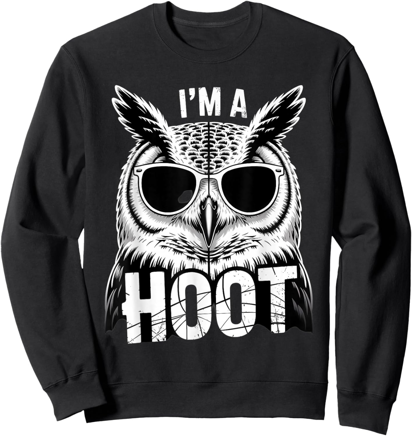 Retro I'm A Hoot Owl Bird Lover Funny Sarcastic Jokes Sweatshirt - Sweatshirt | Black