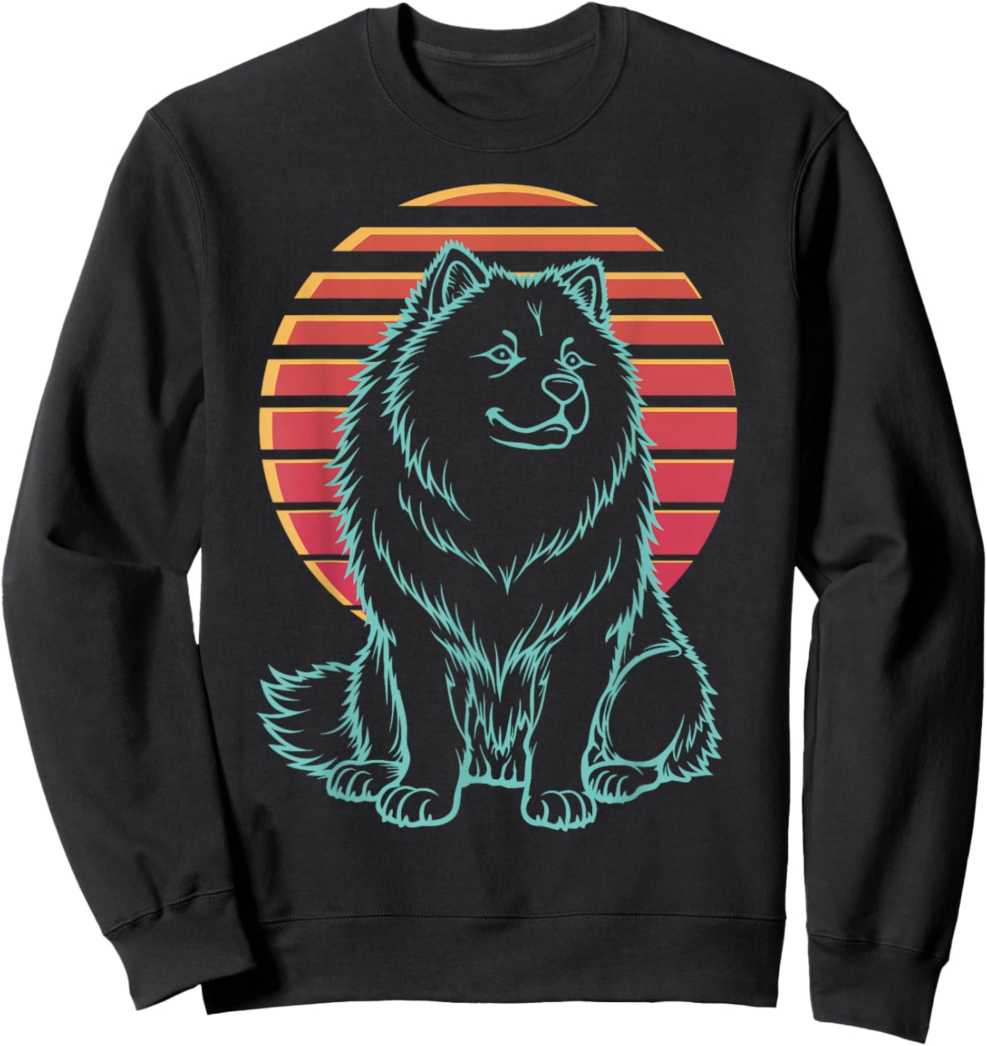 Chow Chow Lover Dog Owner Retro Synthwave 80s Sweatshirt - Sweatshirt | Black
